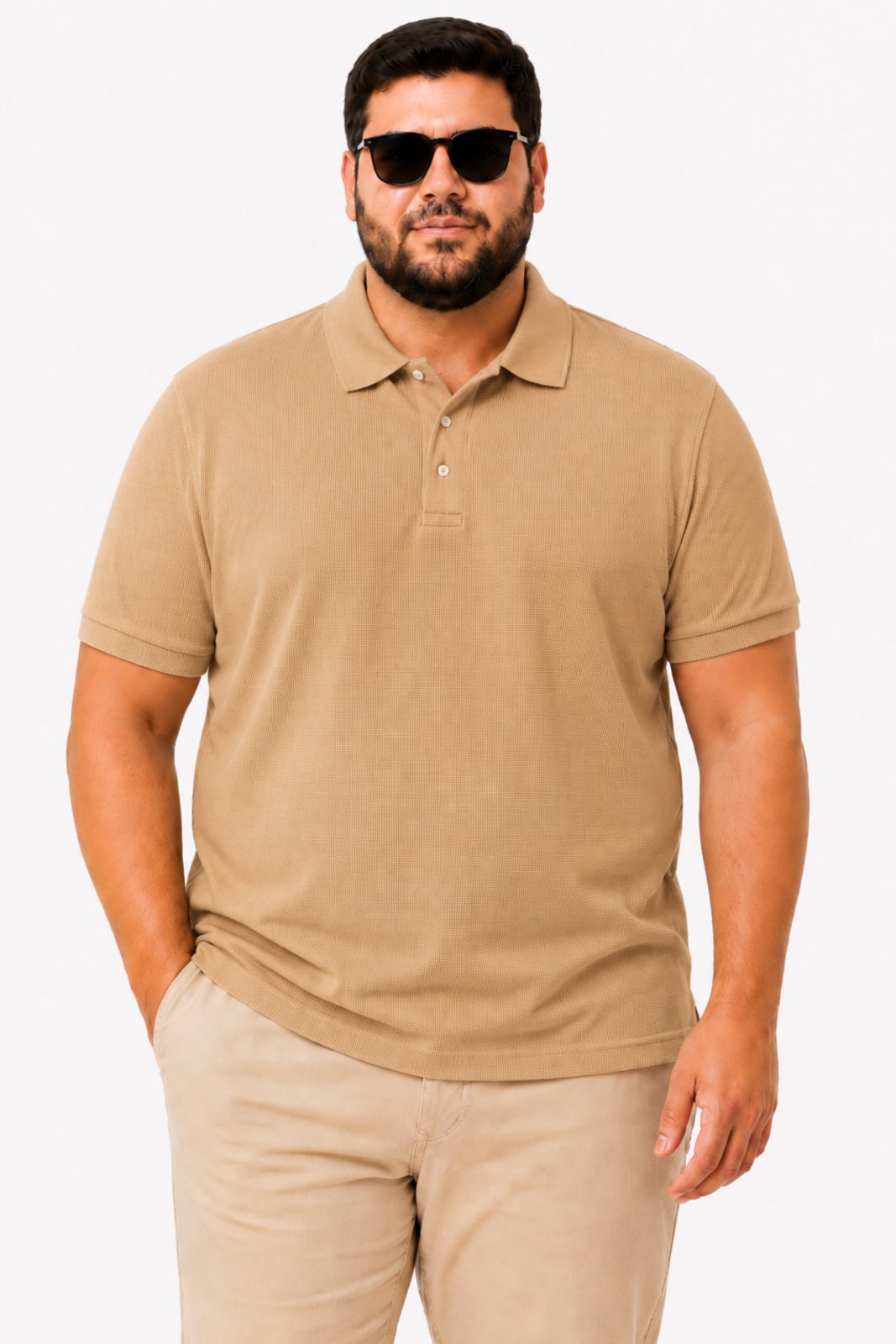 Camisa Masculina Plus Size D Bell Outlet Fashion Bege