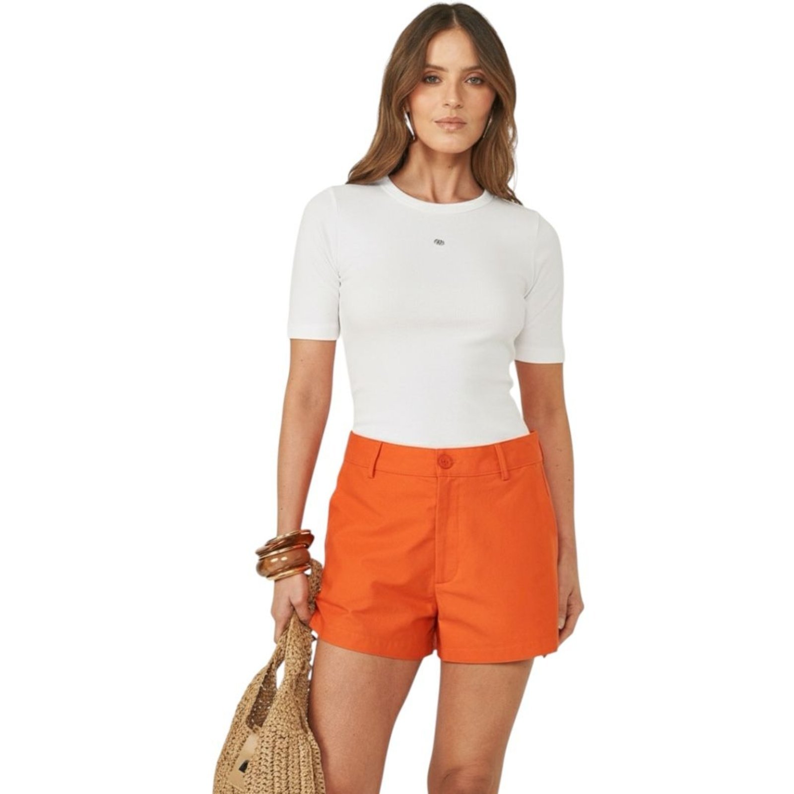 Vista 2 Blusa Slim Canelada Com Logo Colcci Off Shell branco Colcci branco