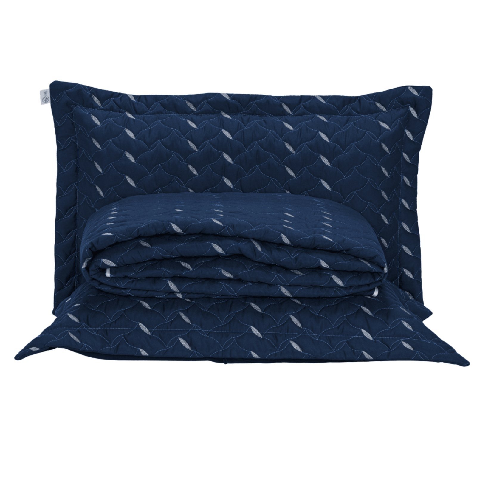 Cobre Leito Queen Casa Modelo Enxovais Hipercal 400 Fios Bordado Heitor 3 Peças Azul Marinho