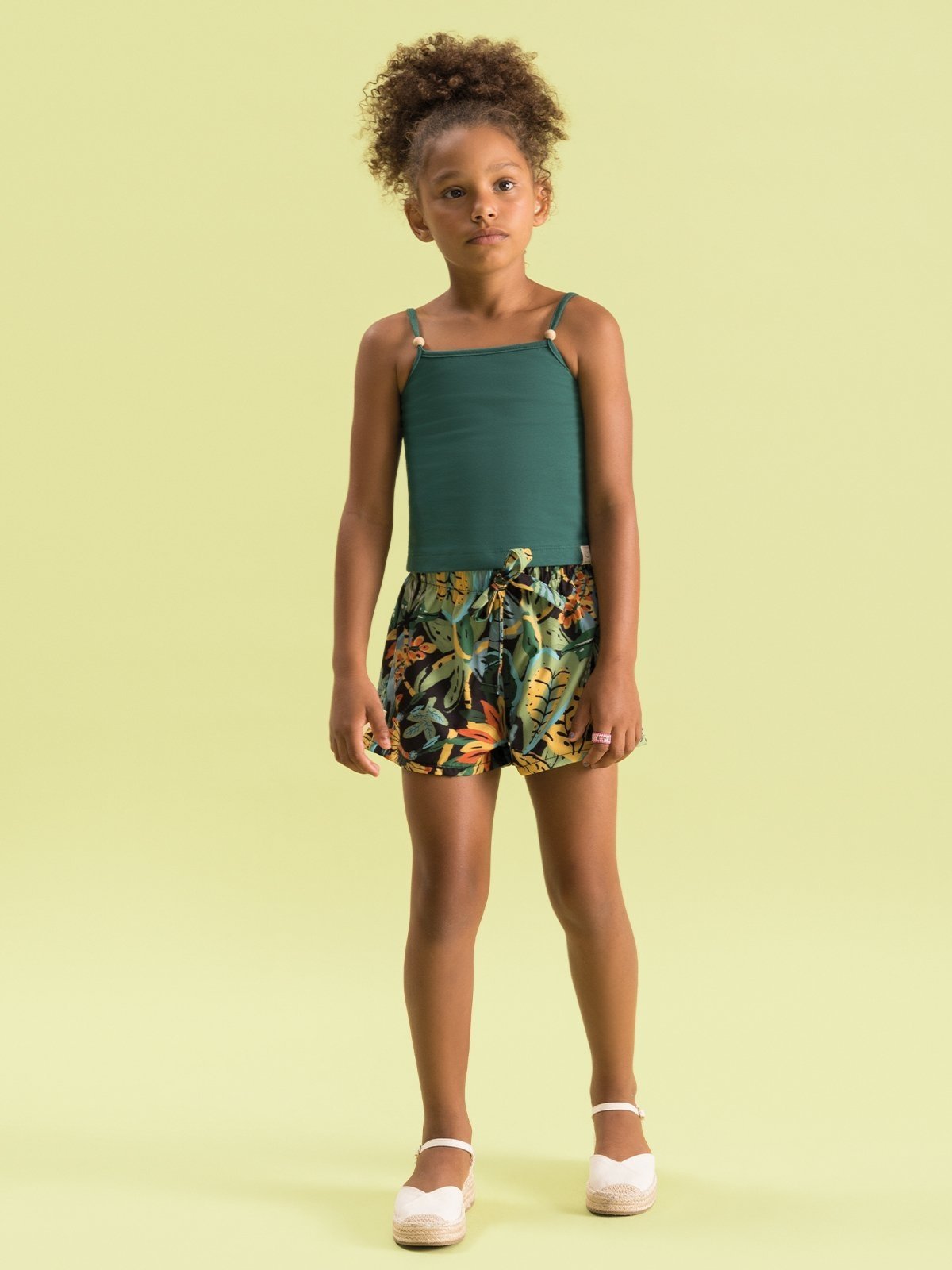 Infantil – Conjunto Menina Bugbee de Regata em Cotton e Shorts de Tactel Estampado