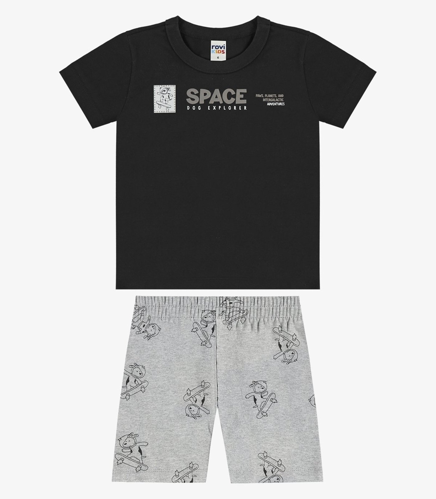 Infantil - Conjunto Camiseta Com Bermuda Rovi Preto