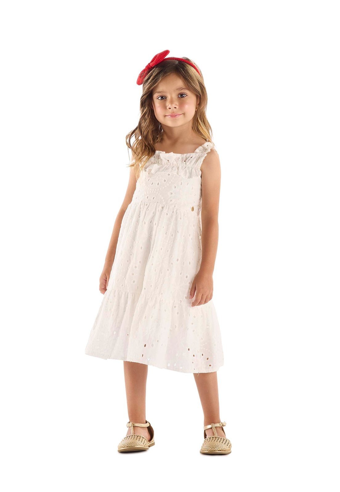 Infantil - Vestido Tecido Laise Forrado Up Baby Branco