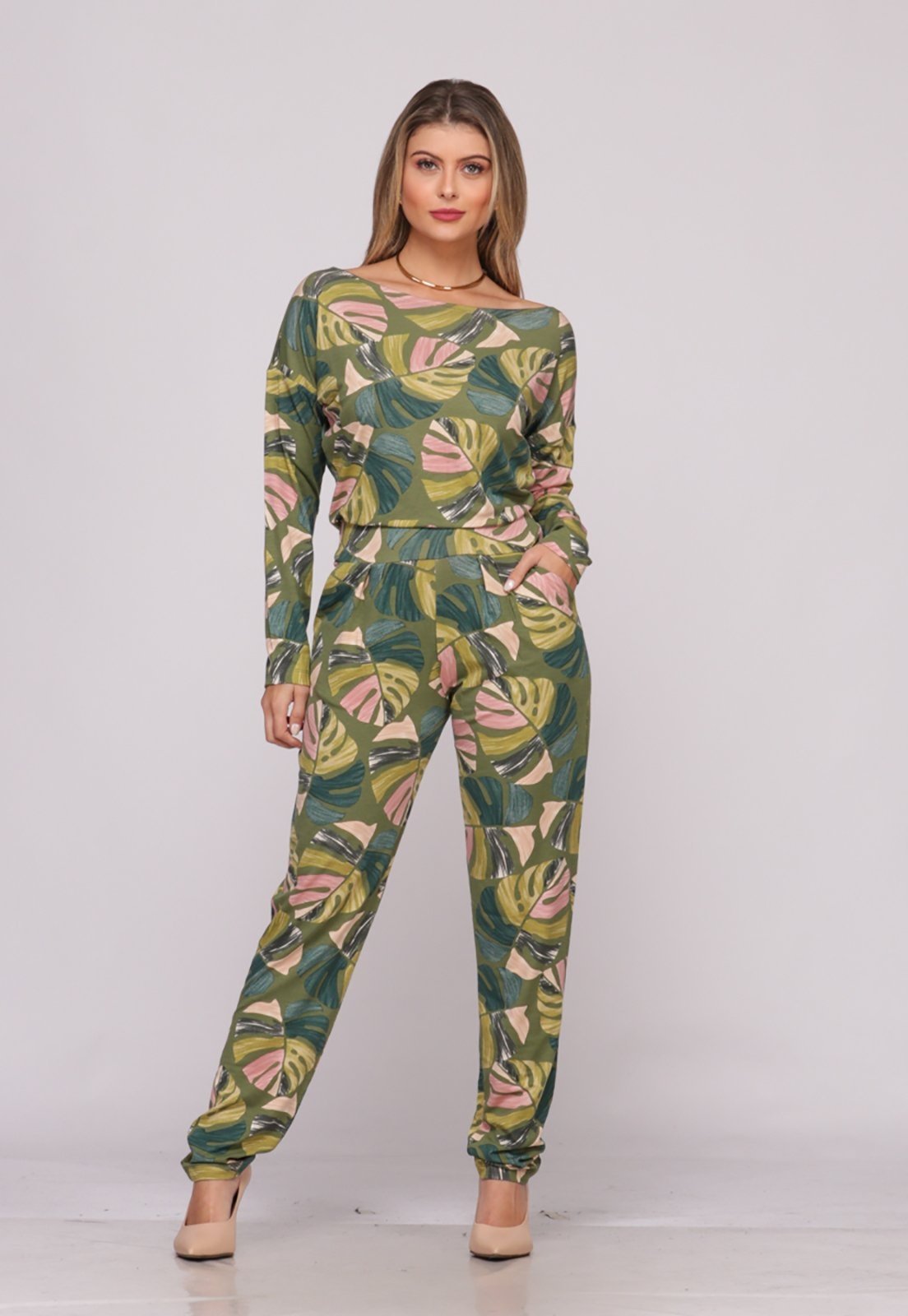 Macacão M/L Decote Canoa BBonnie Maitê Floral