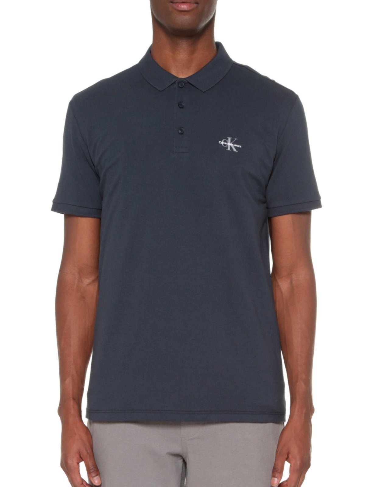 Polo Calvin Klein Jeans Masculina Piquet Regular Re Issue Azul Marinho