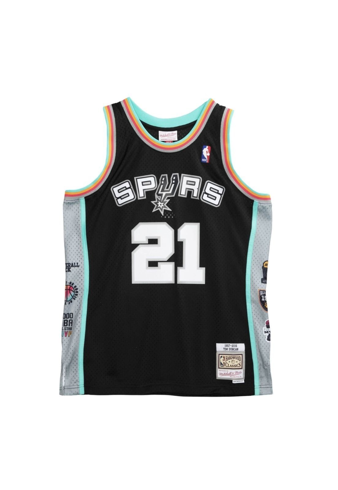 Regata Mitchell & Ness HOF Swingman Jersey San Antonio Spurs 1997-2016 Tim Duncan Preta