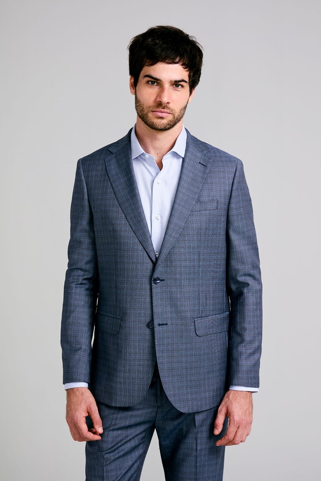 HIGHSTIL Terno Slim Fit Lã Xadrez - Azul Médio