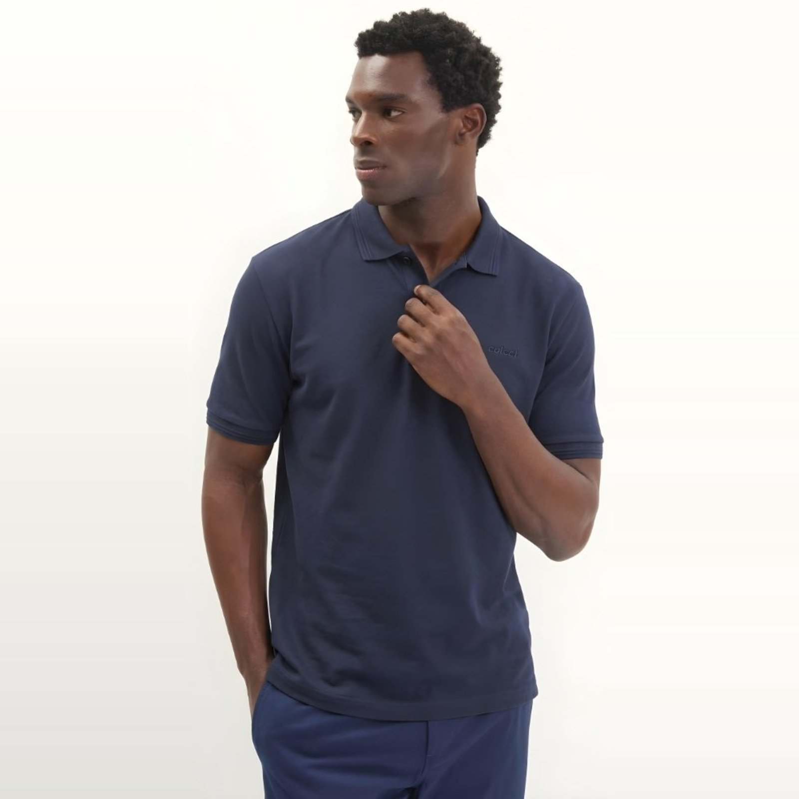 Camisa Polo Colcci Stripes Ve27 Marinho Masculino