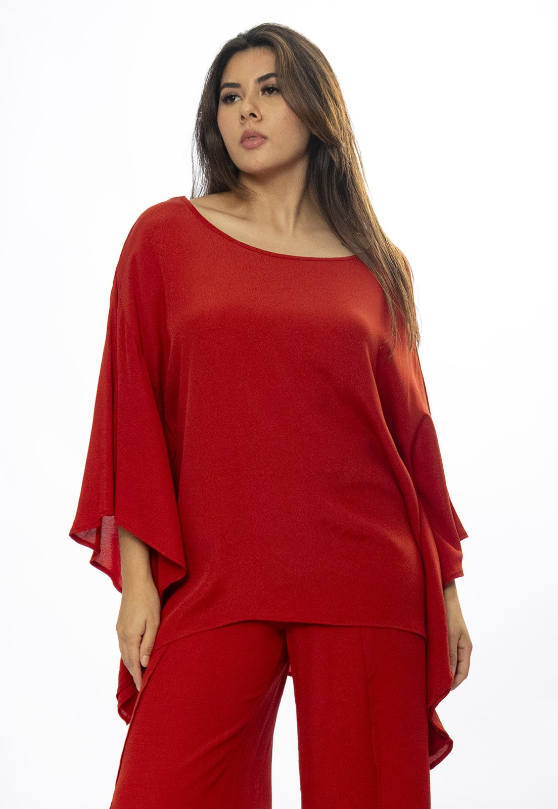 Blusa Poncho Baguari Amplo Amazonia Vital Terracota