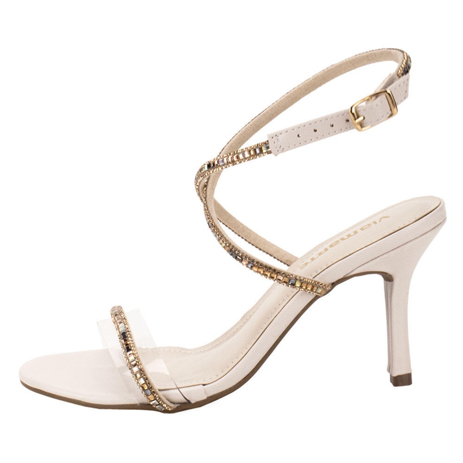 Sandália Feminina Salto Fino Via Marte 190010 B5830911 Bege