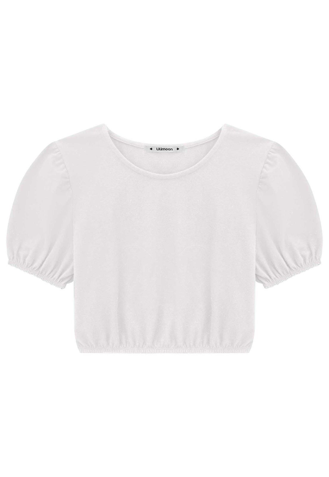 Vista 2 Infantil - Blusa Cropped Branca Malha Lilimoon 20 branco Lilimoon branco