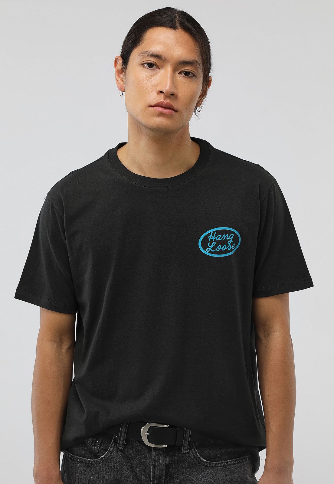 Camiseta Hang Loose Reta Logo Preta
