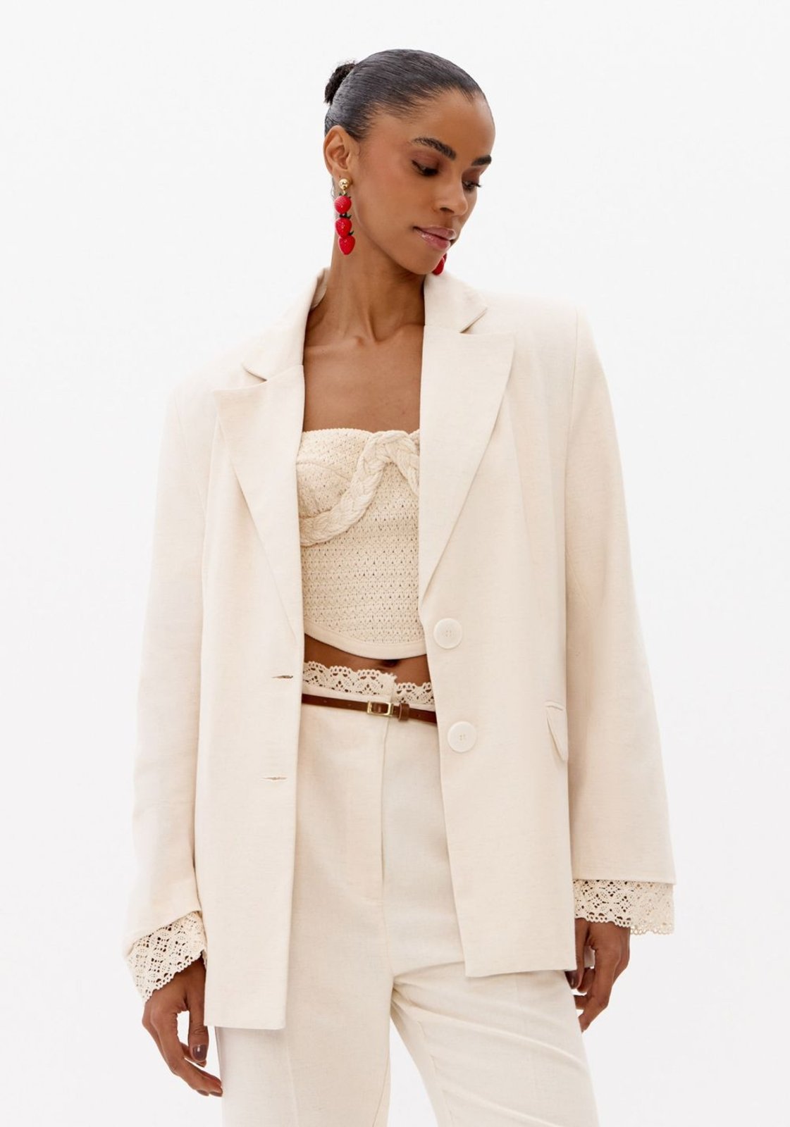 Blazer Oversized Com Linho Lança Perfume