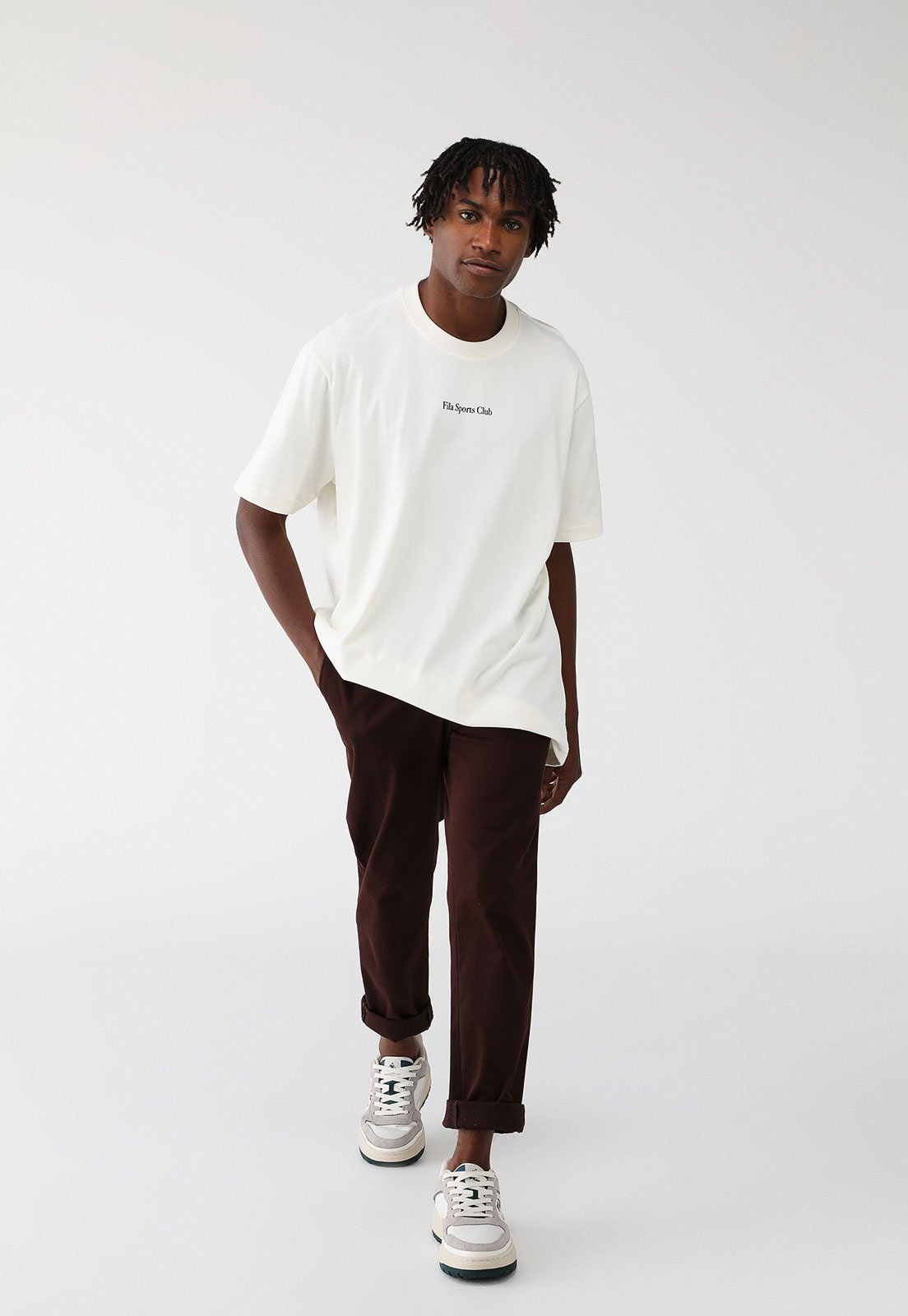 Vista 3 Camiseta Fila Reta Comfort Graphic Spor Branca branco Fila branco