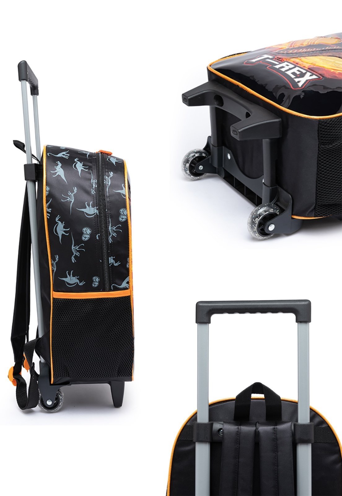 Vista 3 Infantil - Kit Mochila Masculina Rodas Guelph Lancheira Estojo Escolar Espaçosa Resistente preto GUELPH preto