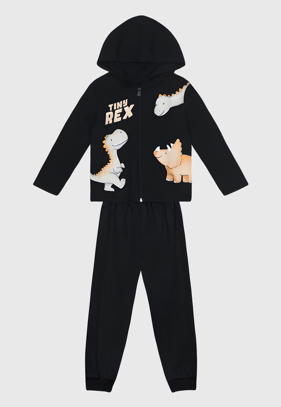 Conjunto Brandili Capuz Dinossauros Preto