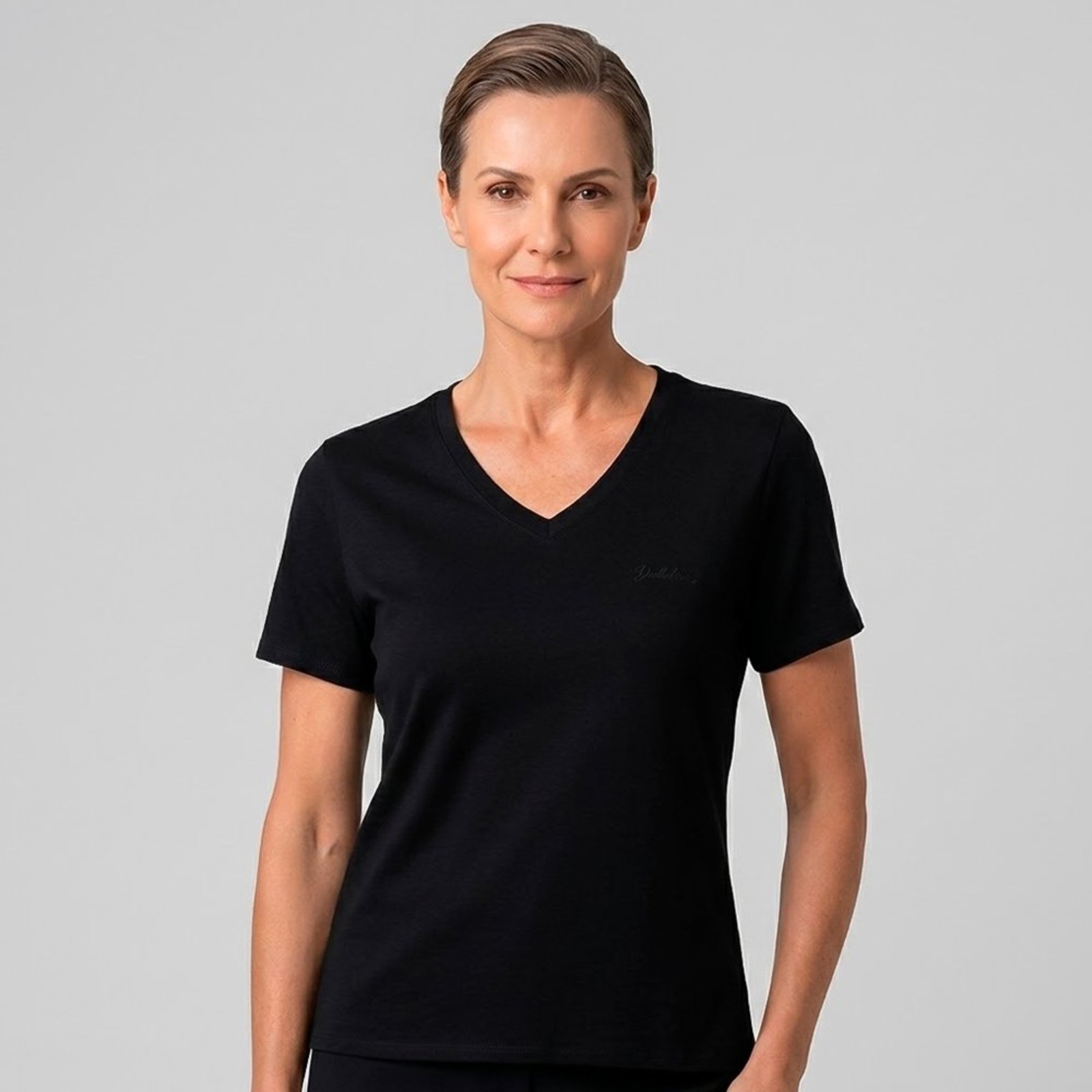 Blusa Dudalina Iris Decote V Pr27 Preto Feminino