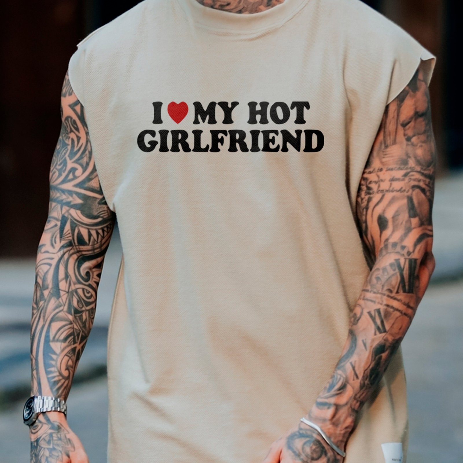 Camiseta Regata Machão I Love My Girlfriend Funny Moda Urbana Estilo Off White
