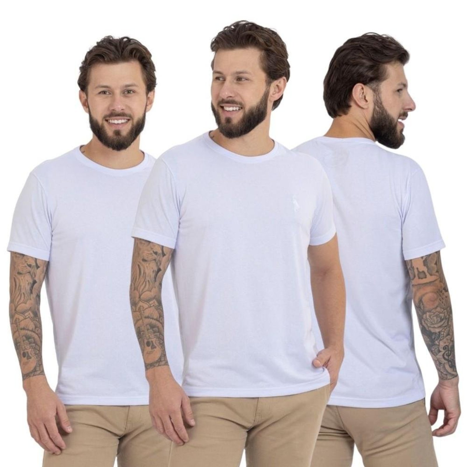 Kit 3 Camiseta Básica Casual Masculina Confortável em Malha Leve