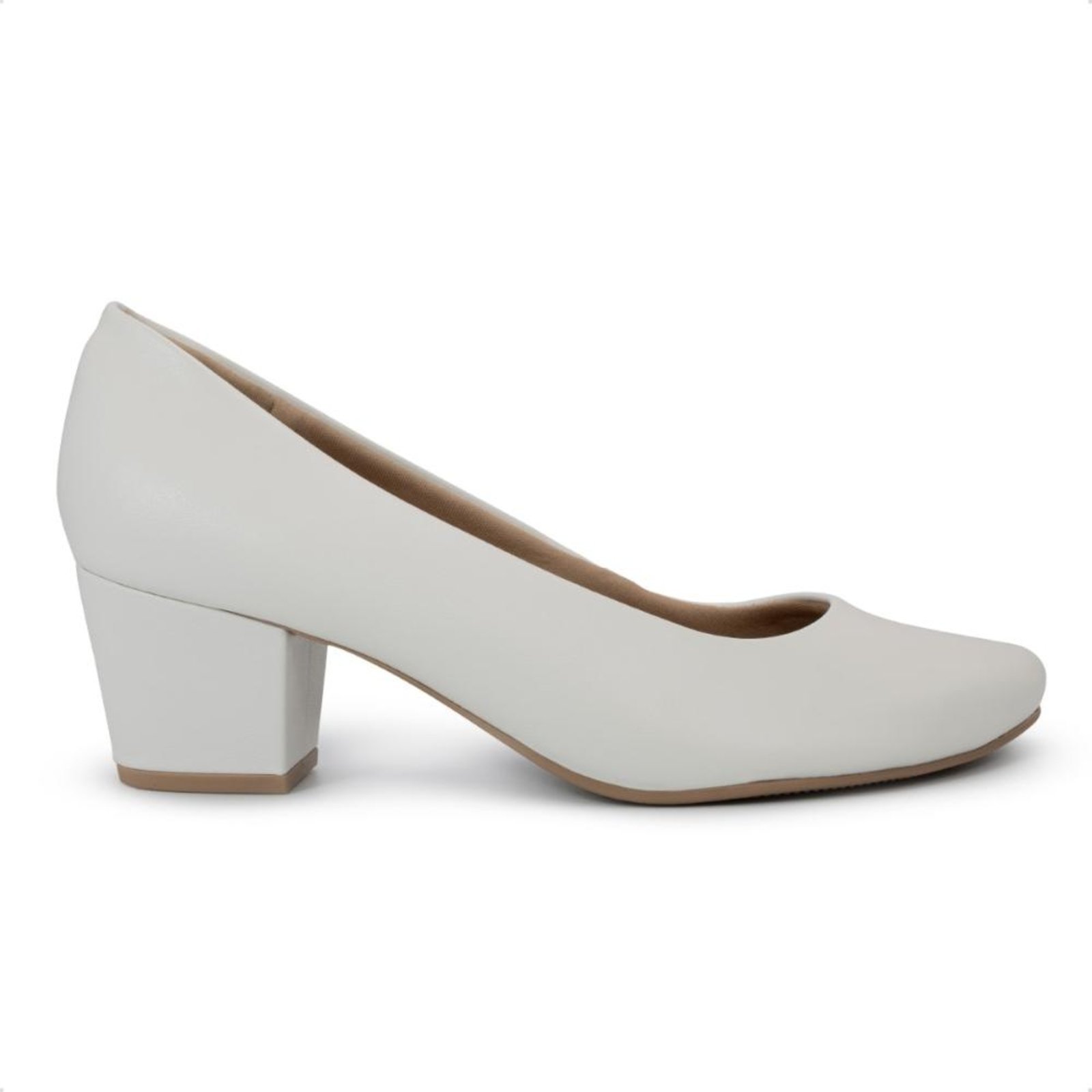 Scarpin Usaflex Feminino Couro Salto Bloco Casual UD05001 Branco
