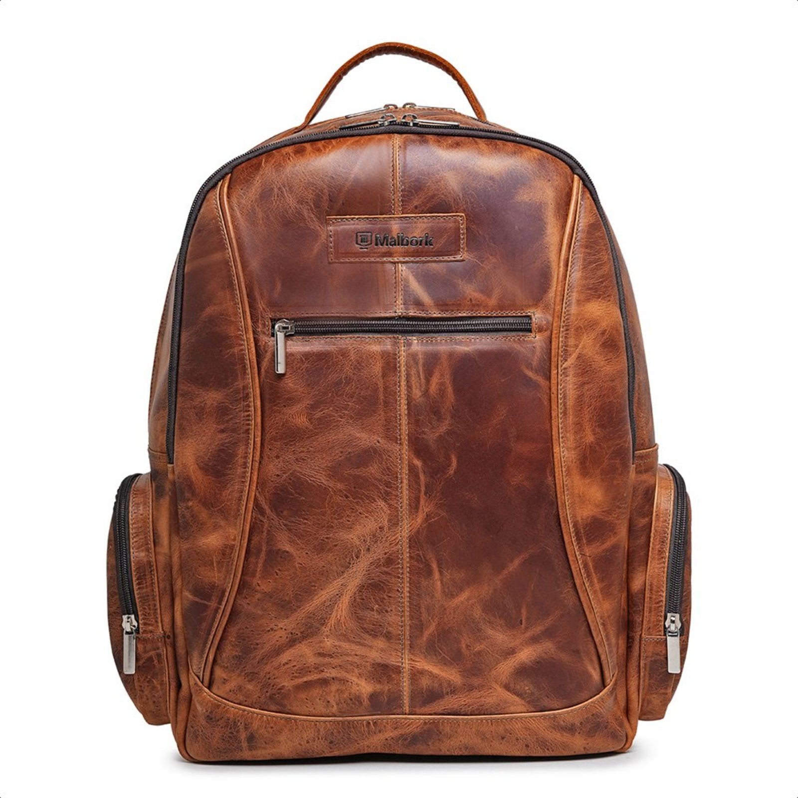 Mochila Executiva Malbork em Couro Marrom M4_W