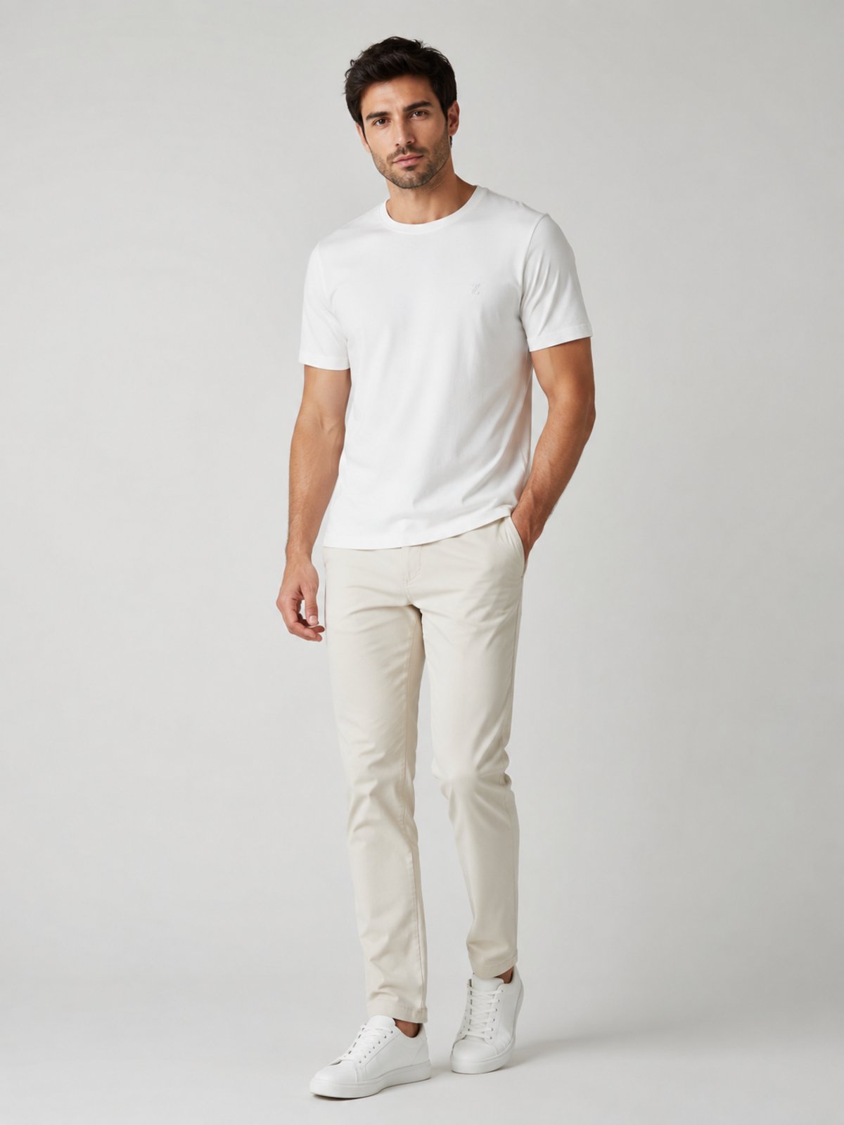 Camiseta Slim Básica Toque de Pessêgo Manga Curta Gola Redondada