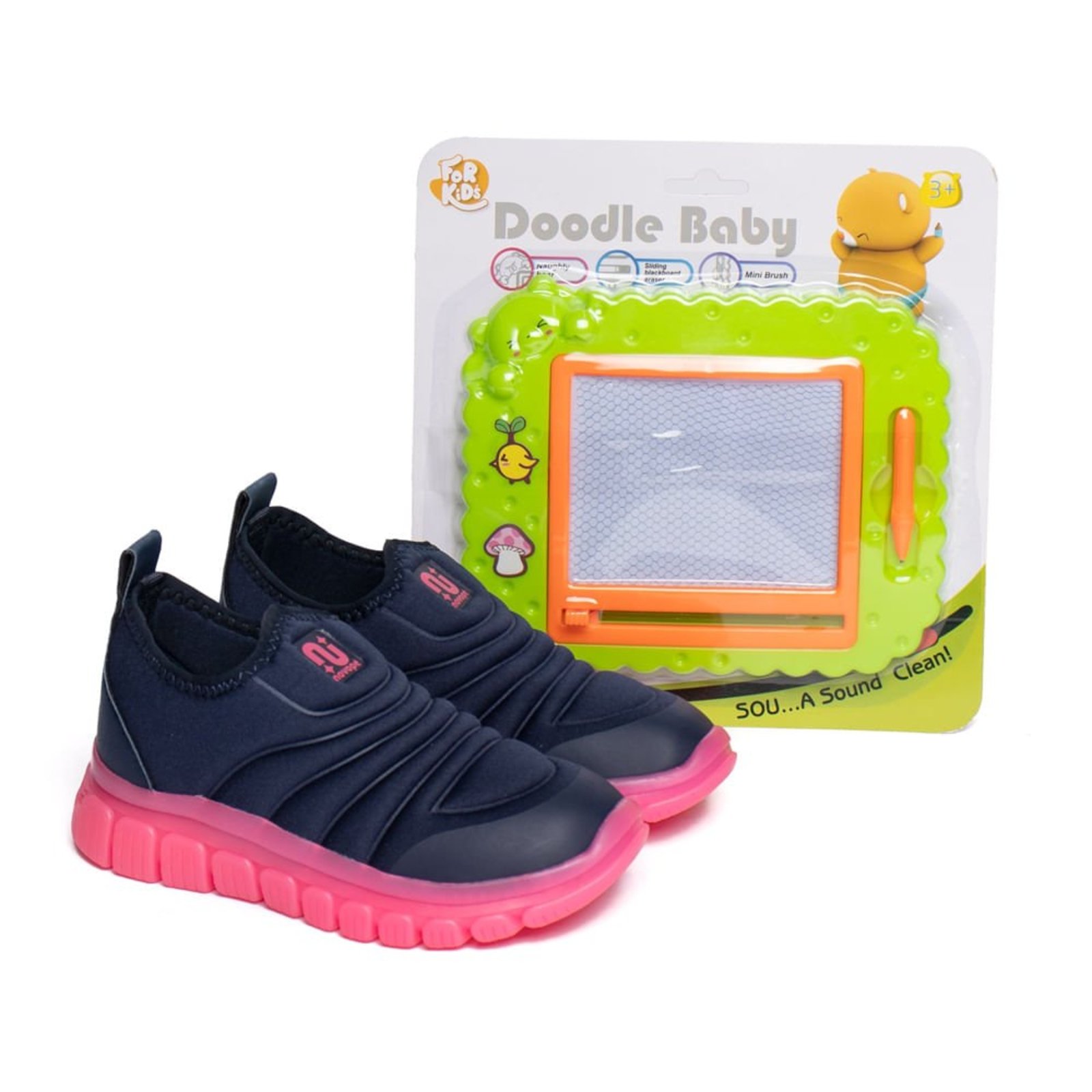 Infantil - Tênis Novopé Super Flexível LED Marinho/Pink