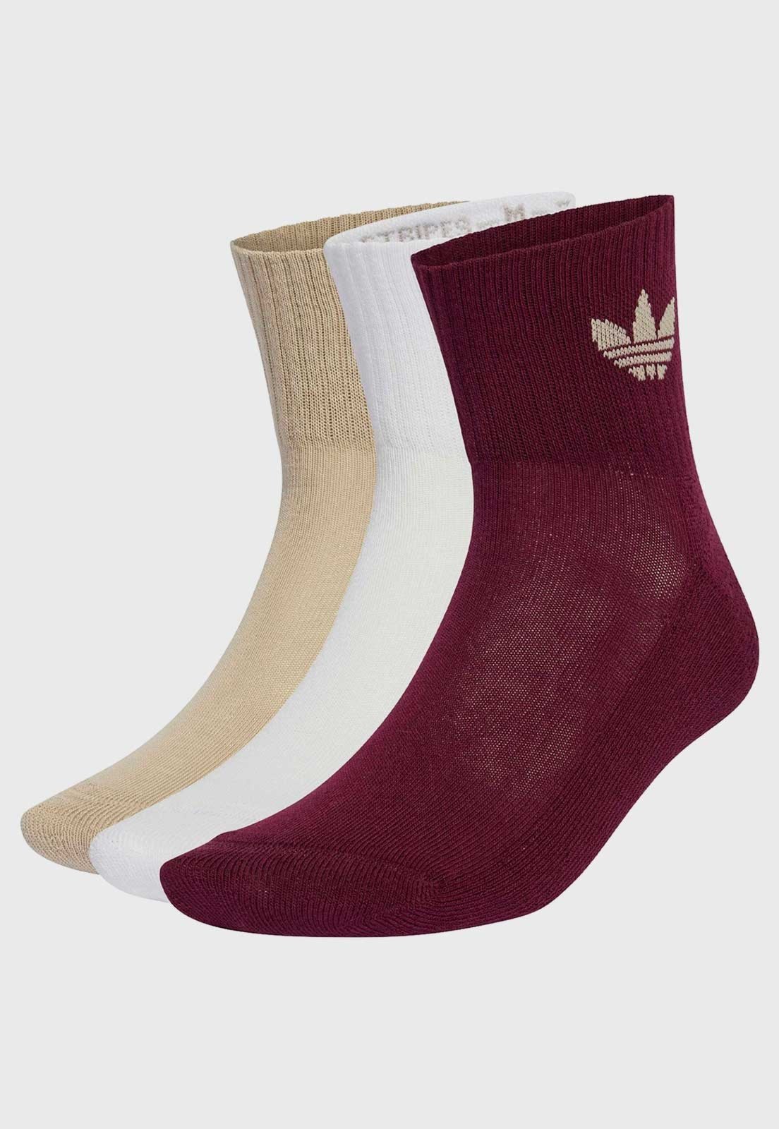 Kit 3 Meia adidas Originals Cano Médio Vinho