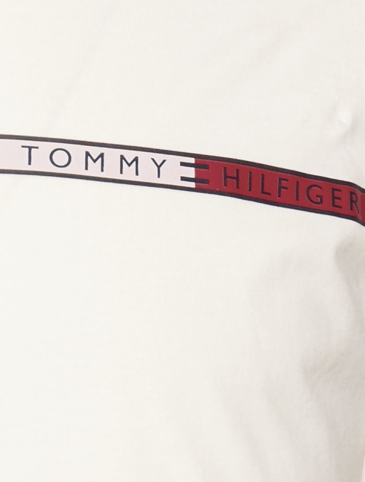 Vista 3 Camiseta Tommy Hilfiger Masculina Two Tone Chest Stripe Branca branco Tommy Hilfiger branco