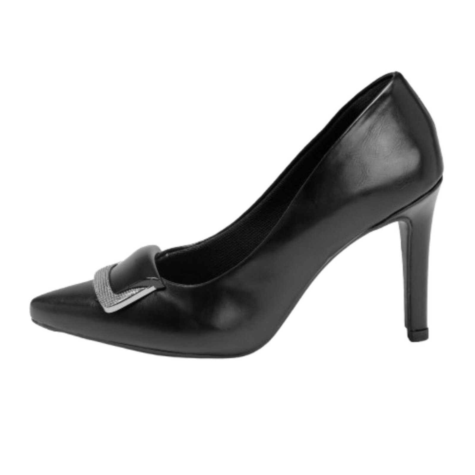 Scarpin LeRUCHEL Bico Fino Salto Alto Detalhe Classico Preto