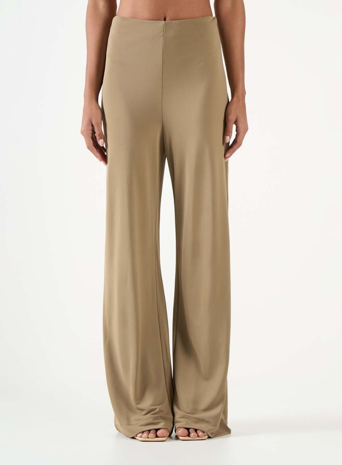 Vista 2 Calça Wide Leg Cós Médio Colcci CLC Paper bege Colcci CLC bege