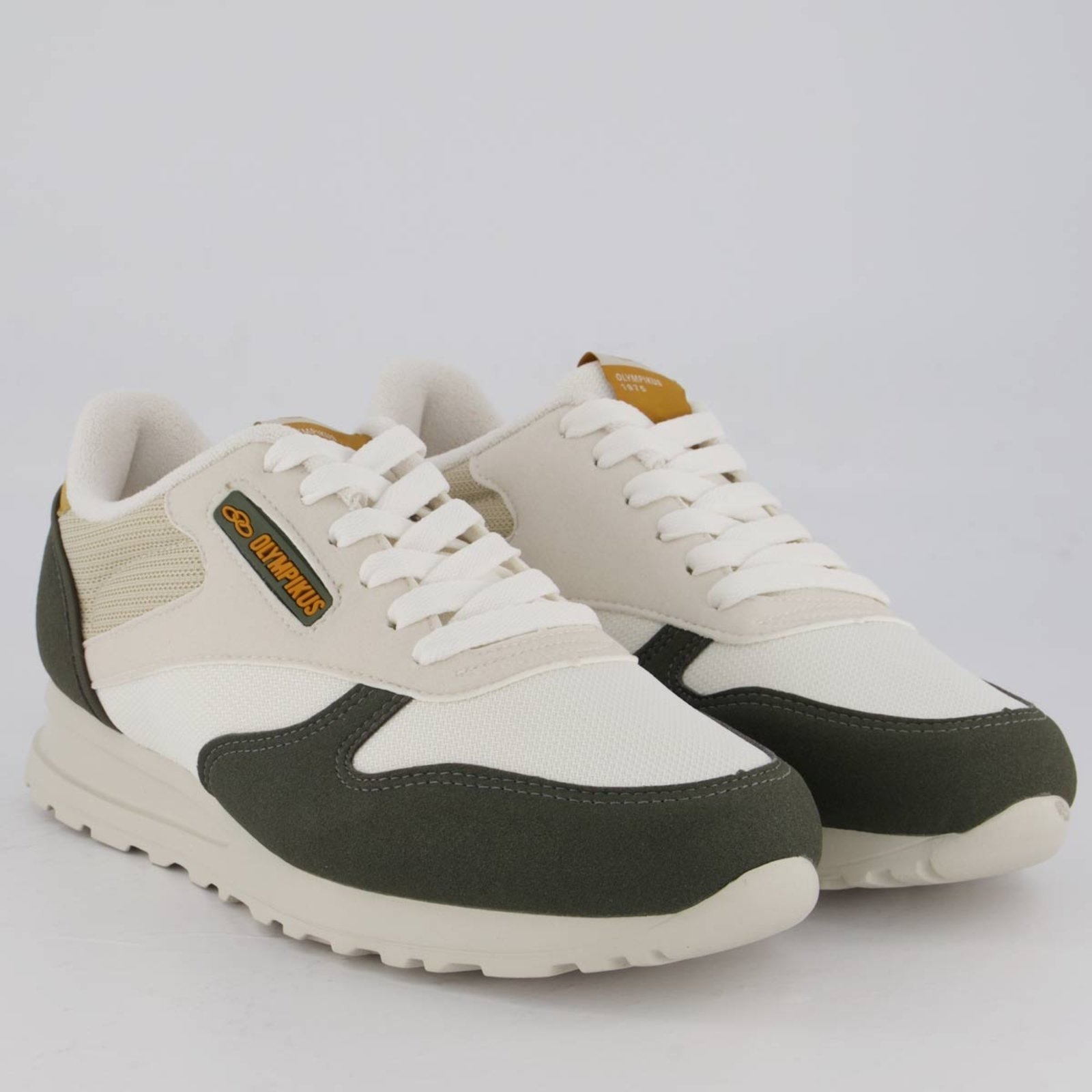 Vista 3 Tênis Olympikus Jogging 101 SE Bege e Verde branco verde OLYMPIKUS branco verde
