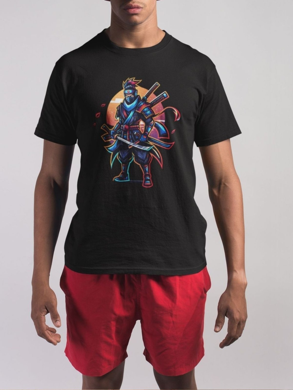 Camiseta Básica Masculina GuGi Samurai Ronin Ninja Anime Preto