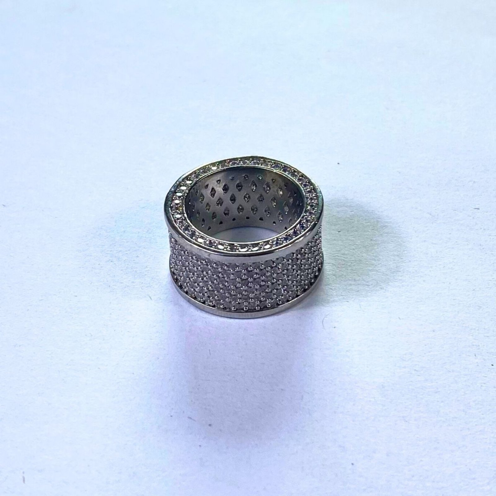 Vista 3 Anel Vih Triny Aliança Larga Zirconia Cravejada Prata dourado Vih Triny dourado
