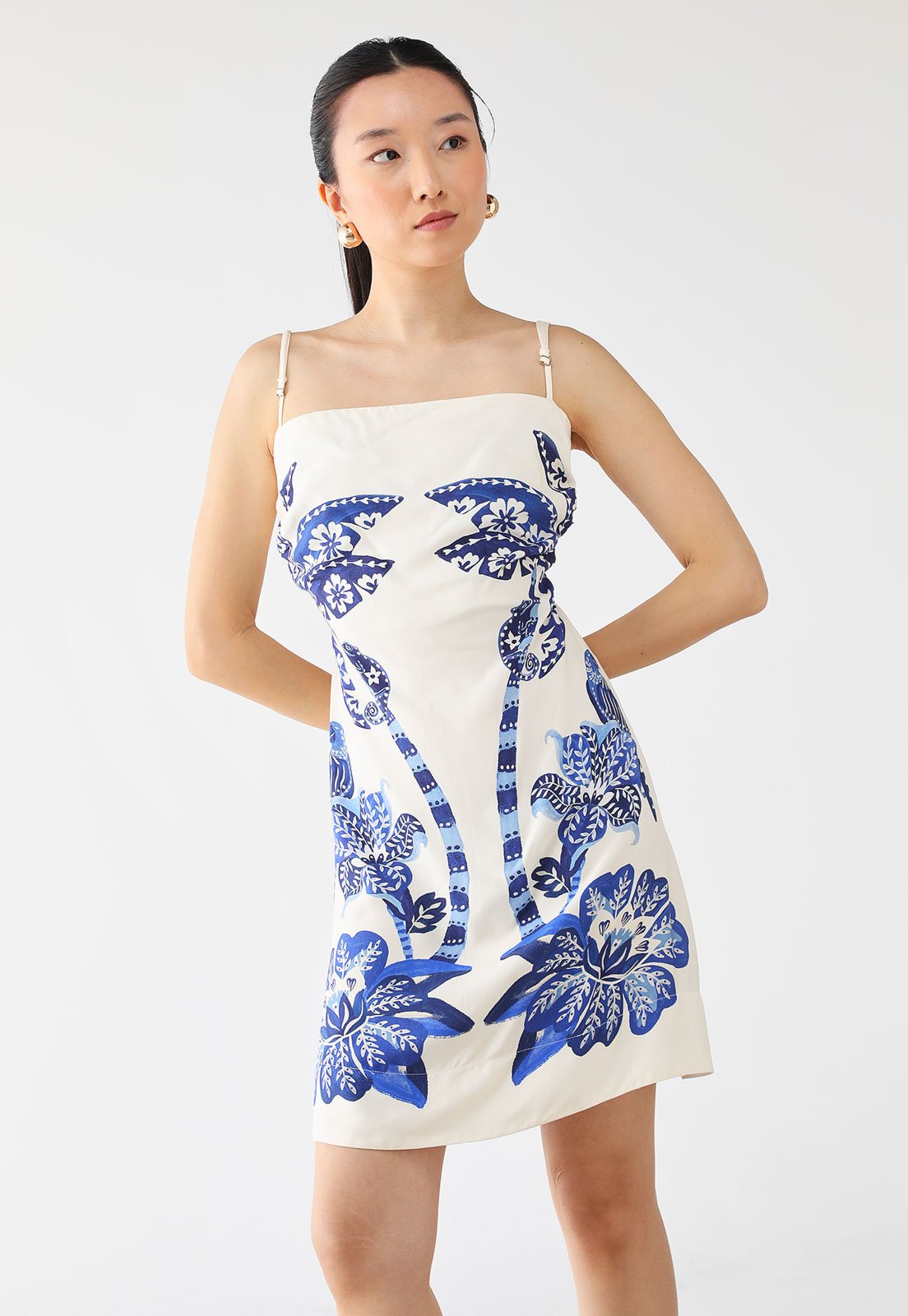 Vestido FARM Curto Coqueiro Tropical Branco