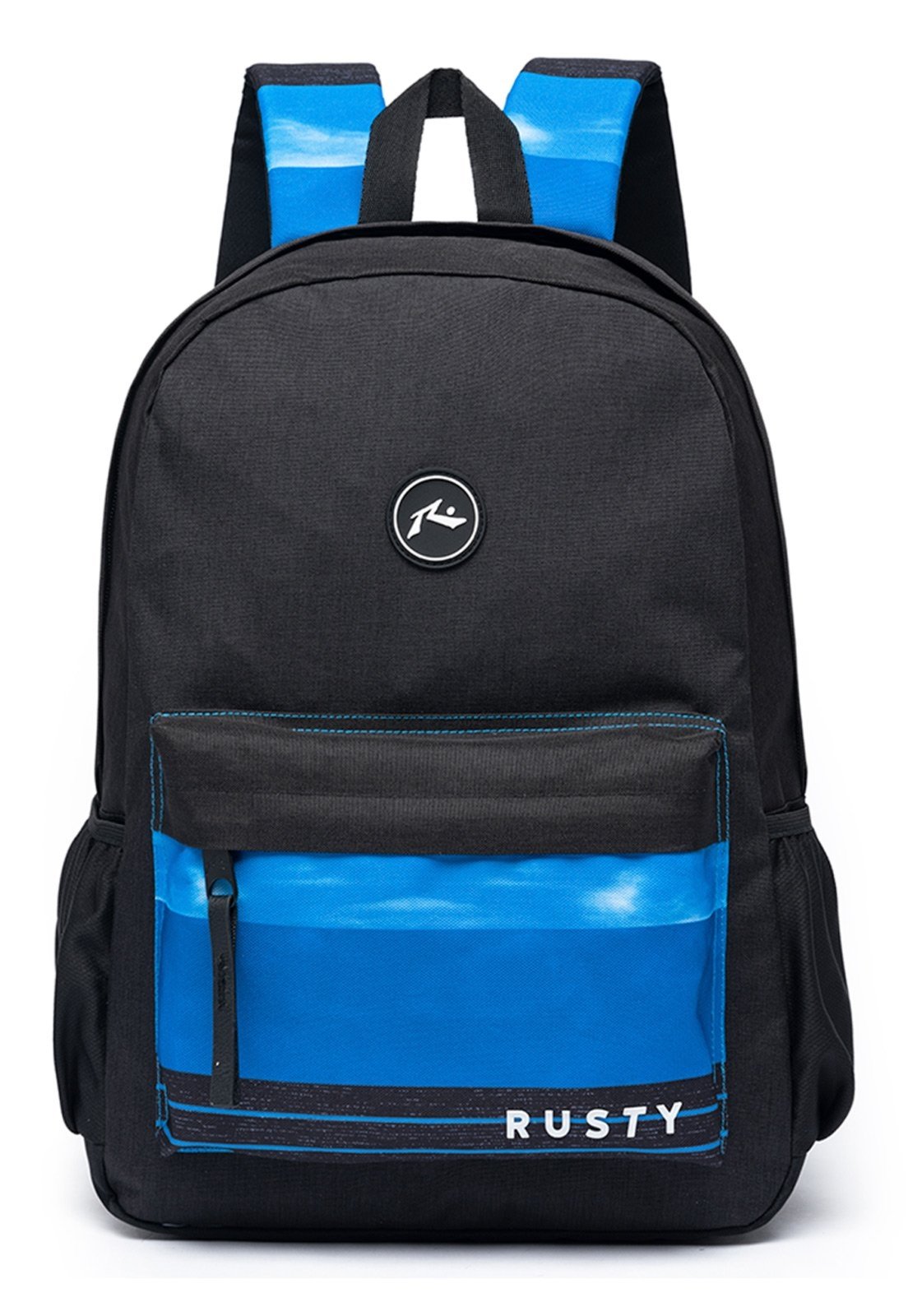 Mochila Rusty Masculina Escolar Esportiva Passeio Preto e Azul