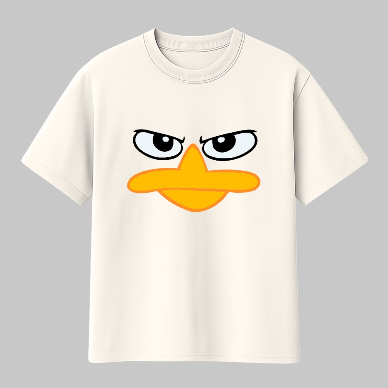 Camiseta Básica Duck Face Funny Minimal Cartoon Style Off White