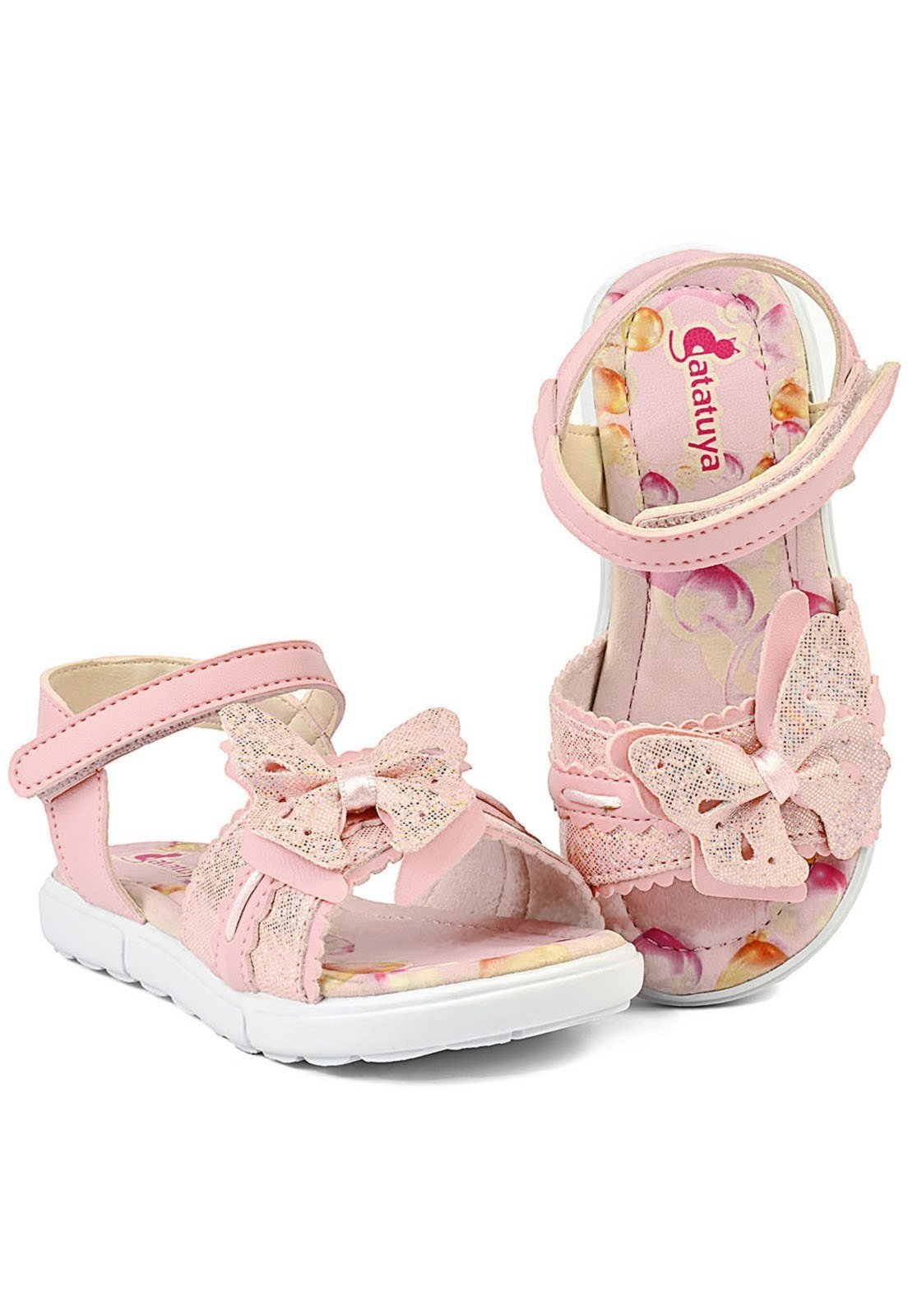 Infantil – Sandália Menina Conforto Rosa Brilho Borboleta Mzkid