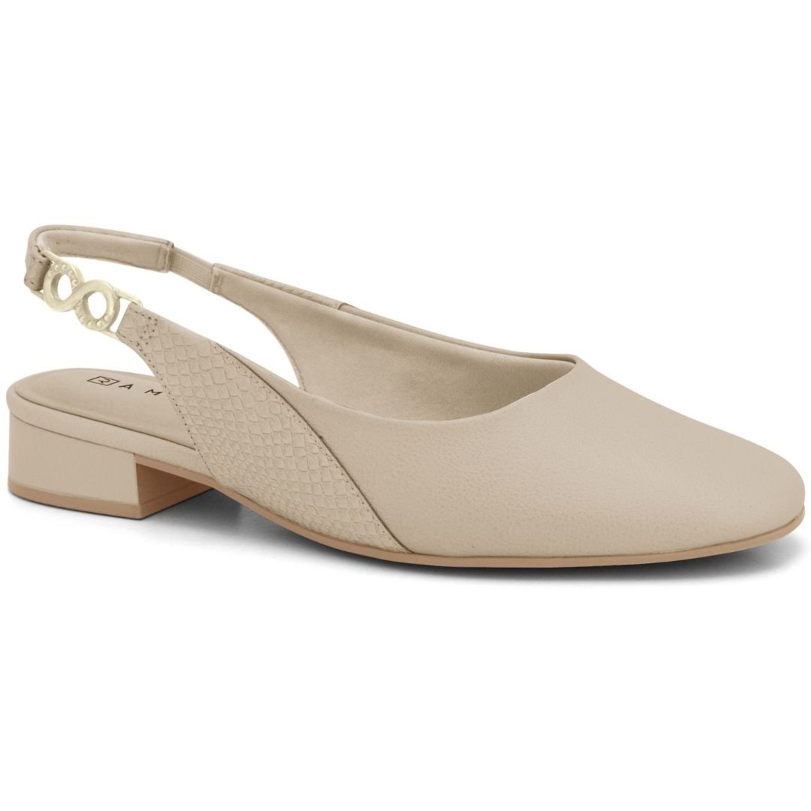 Sapato Slingback Salto Baixo Ramarim 2415231 - Bege