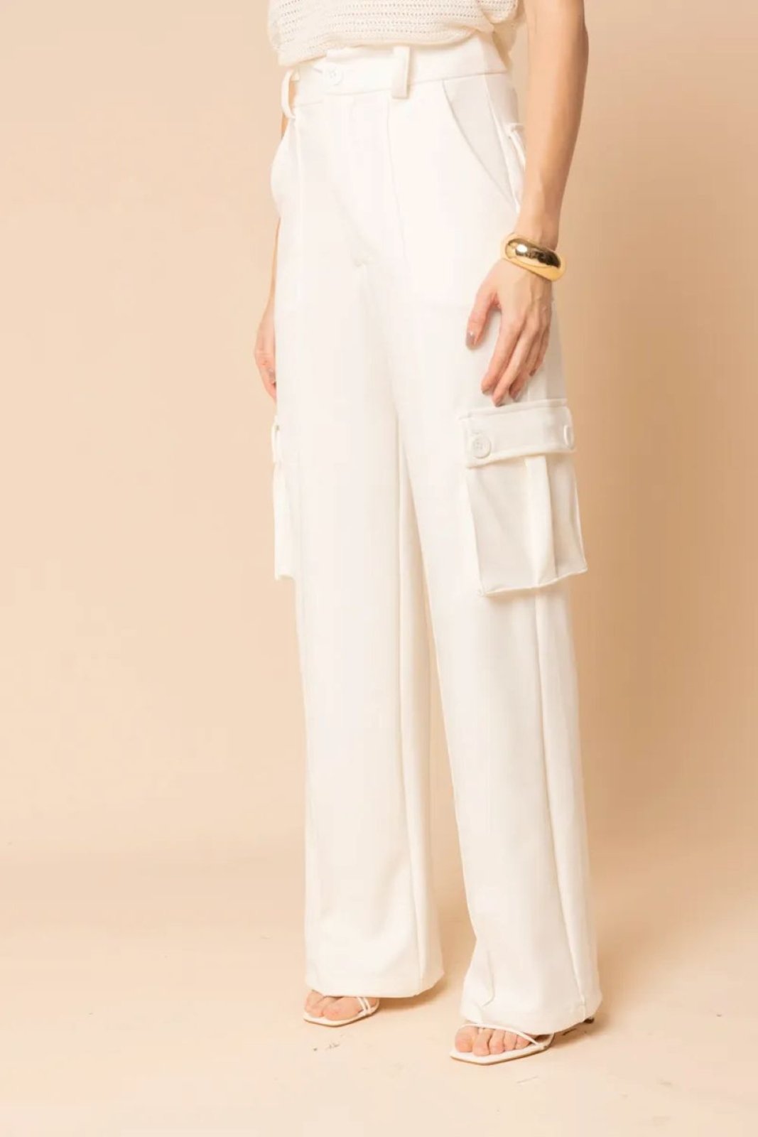 Vista 3 Calça Cargo Com Friso Lia - OffWhite VIC BRAND branco offwhite VIC BRAND branco offwhite