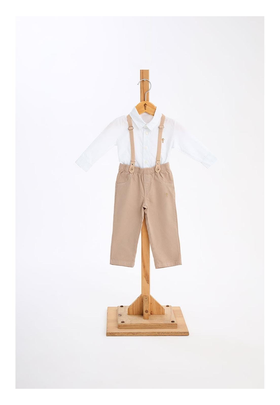 Infantil - Conjunto Suspensório Menino Onda Marinha 2 Amarelo