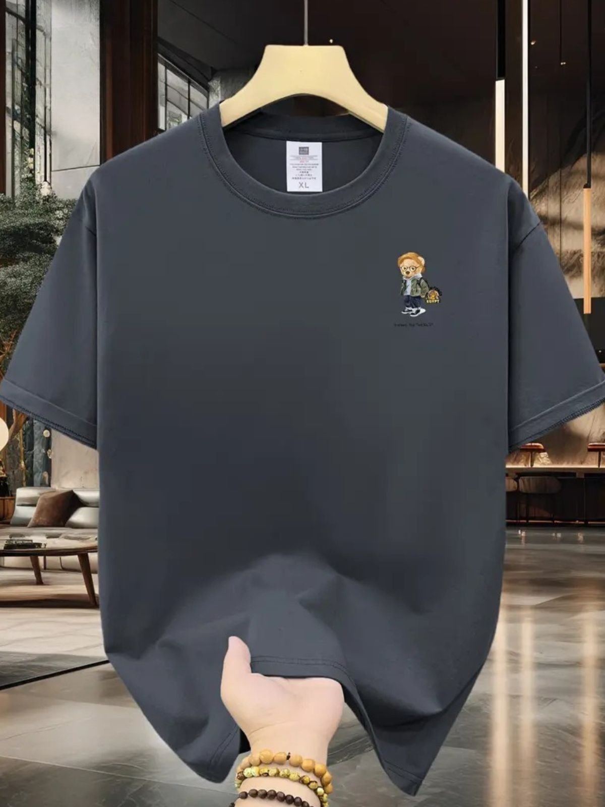 Camiseta Estampada Urso II Safira Moda Algodão Cinza Chumbo