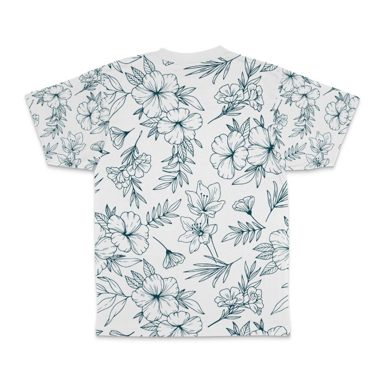 Vista 3 Camiseta Masculina Floral Ramos Branco e Azul Premium Di Nuevo branco azul Di Nuevo branco azul