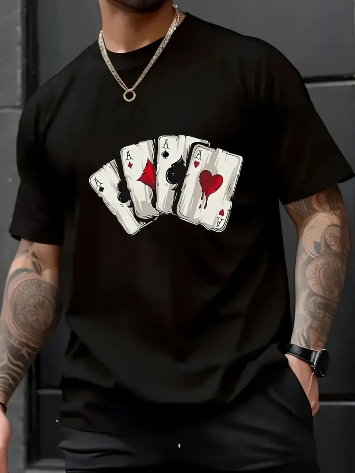 Camiseta Estampada Oversized As Baralho Safira Moda Algodão Preto