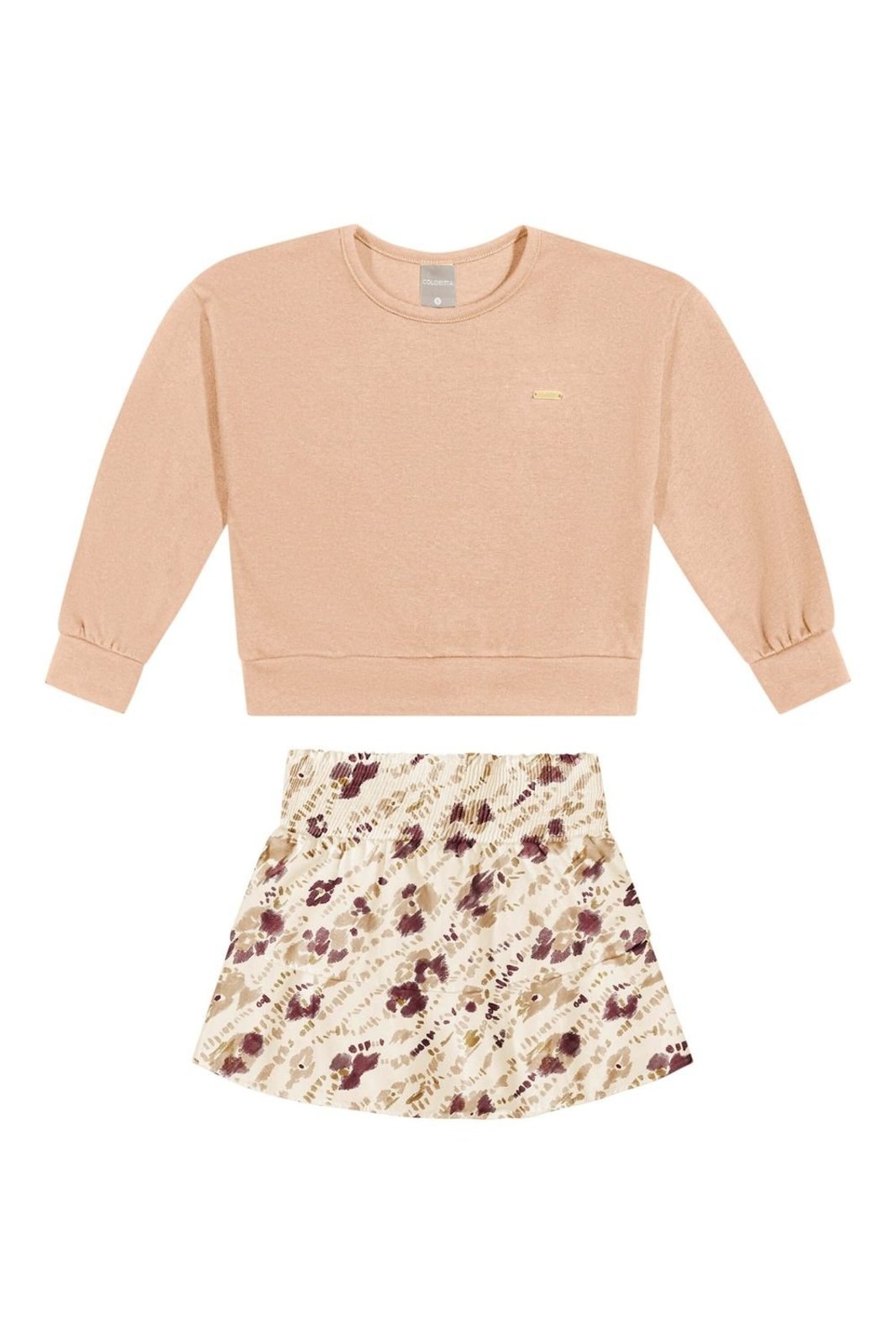 Infantil - Conjunto Menina Floral Abstrato Colorittá Bege