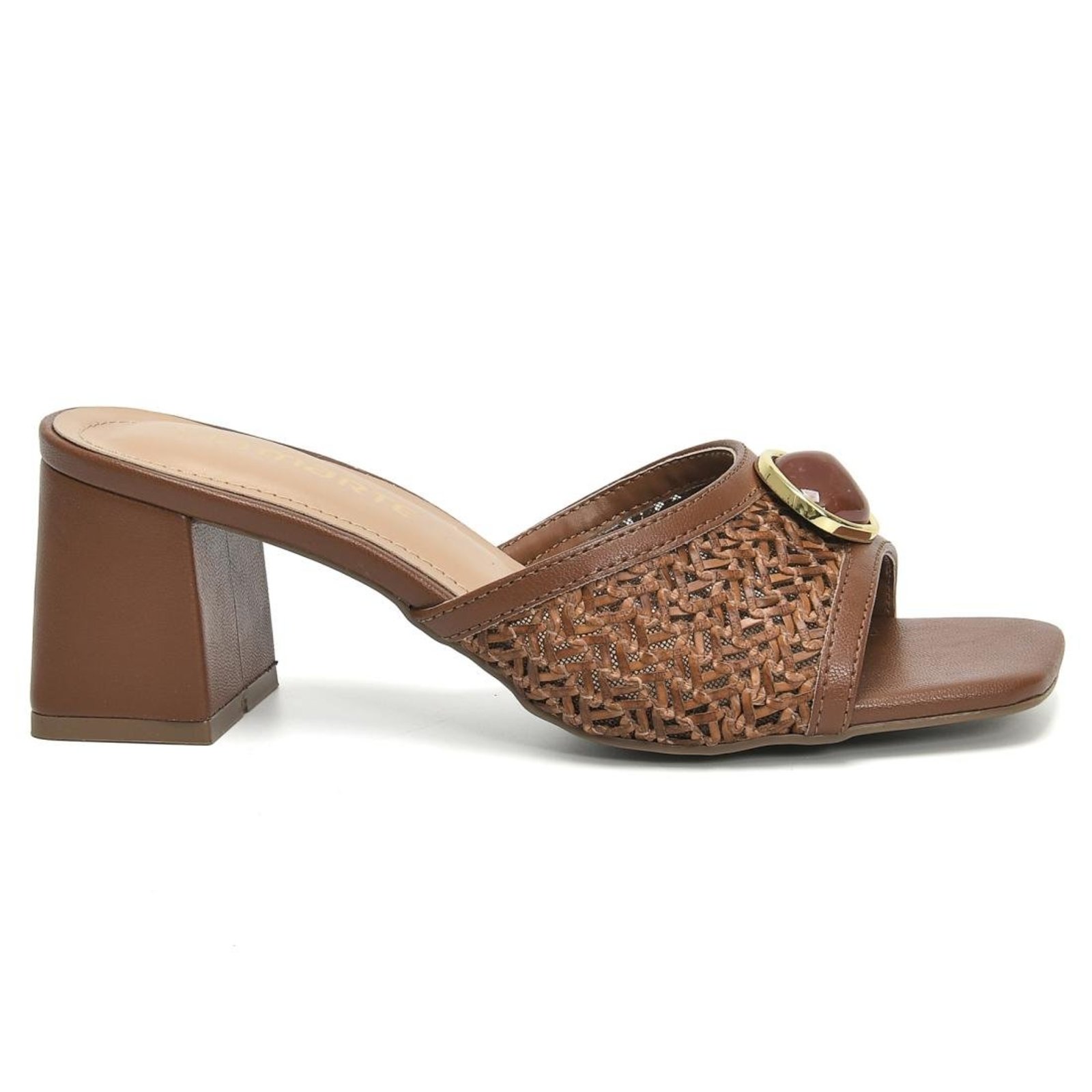 Tamanco Mule Via Marte Tresse Stone Feminino Marrom