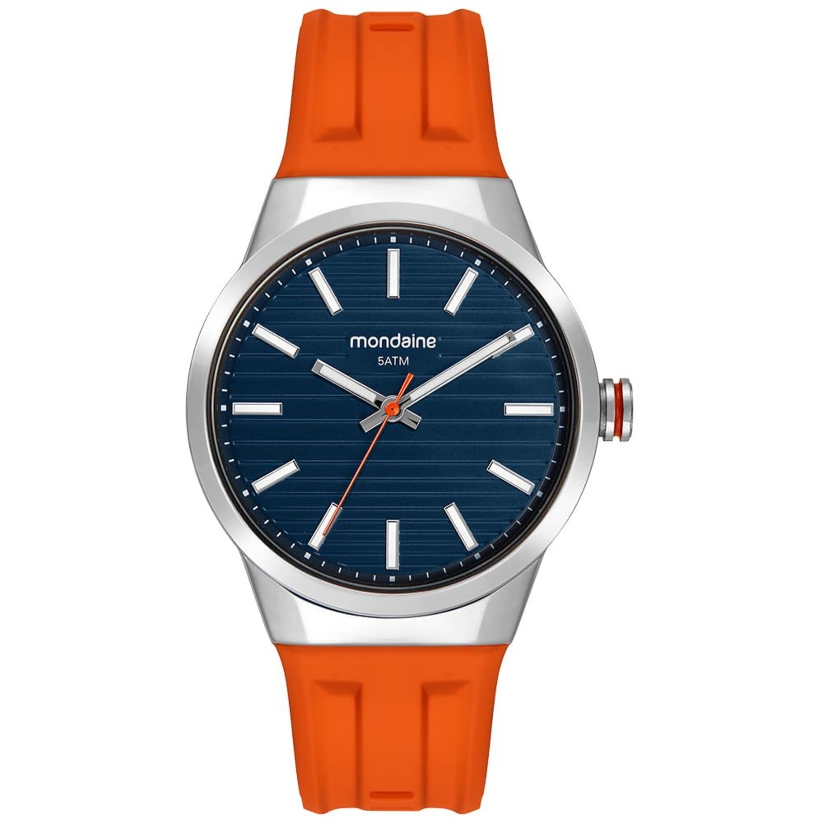 Relógio Mondaine Masculino Azul com Silicone Laranja Mondaine