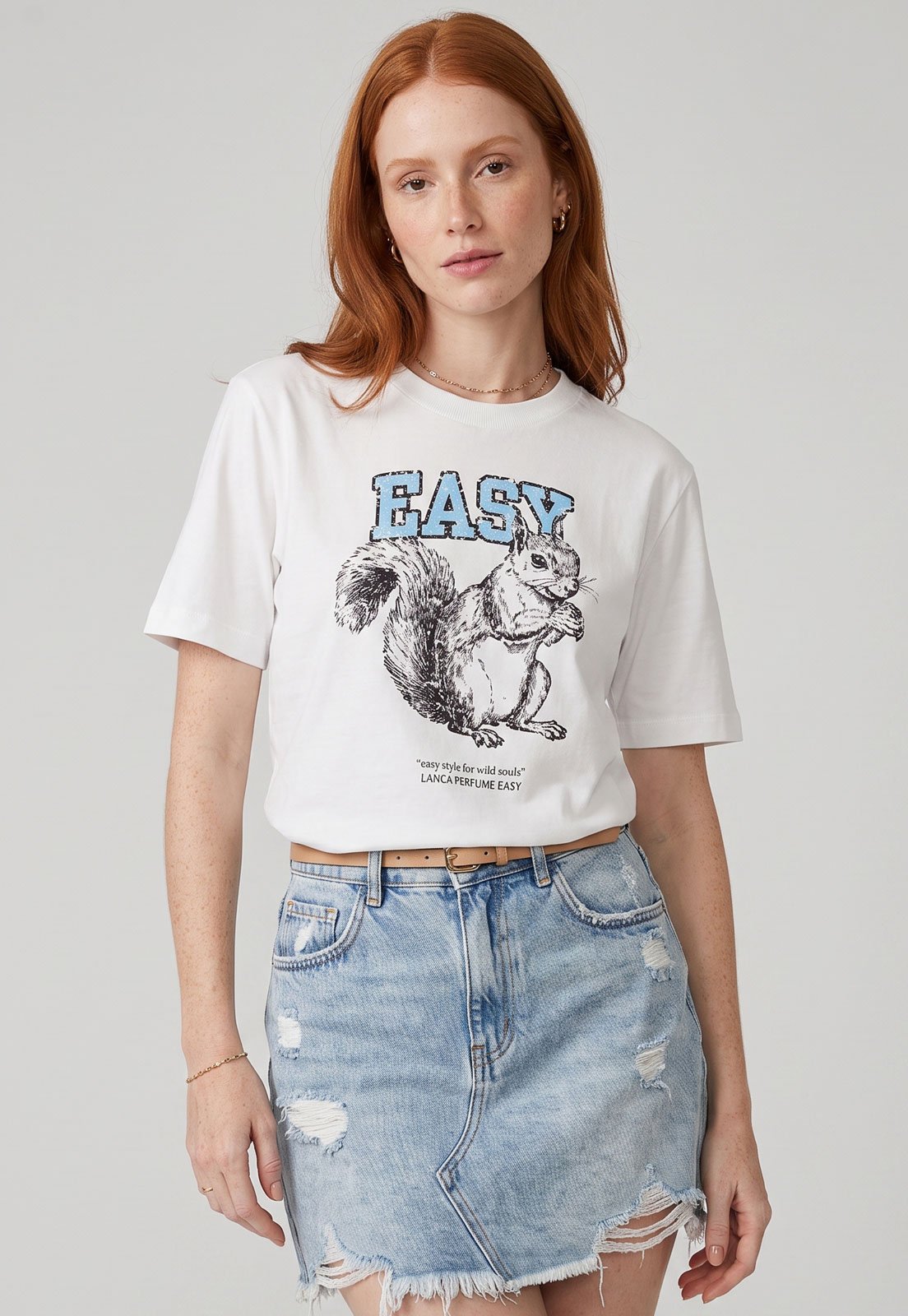 Camiseta Feminina Lança Perfume Estampa Easy Branca