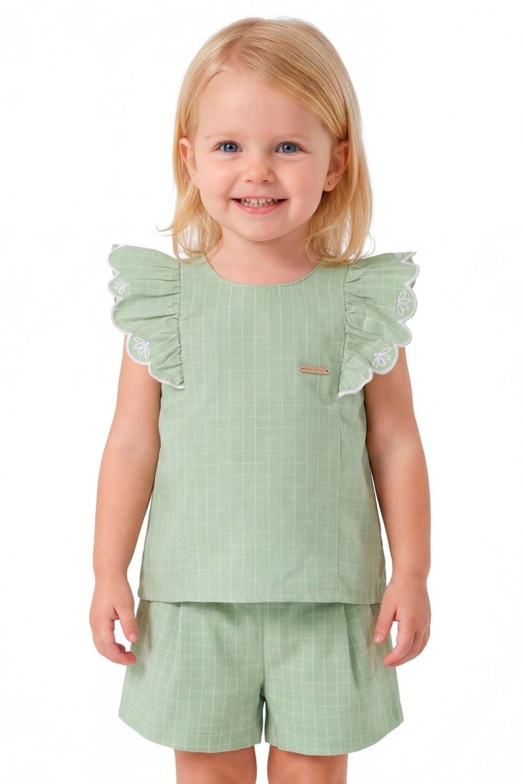 Infantil - Conjunto Menina Tecido Xadrez Colorittá Verde