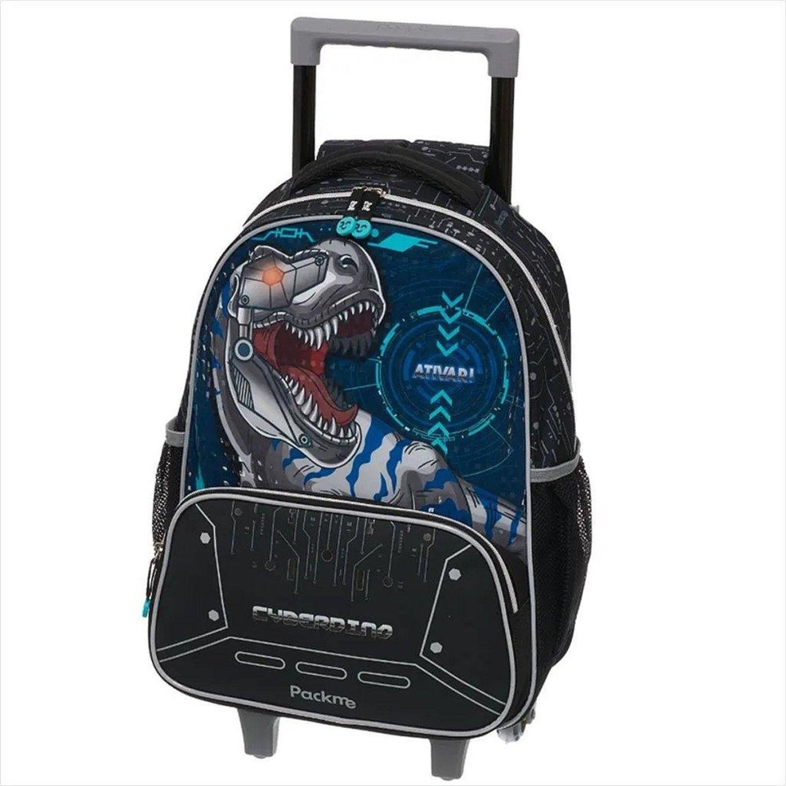 Infantil - Mochila Pacific com Carrinho Pack Me Cyber Dino Trex Preto