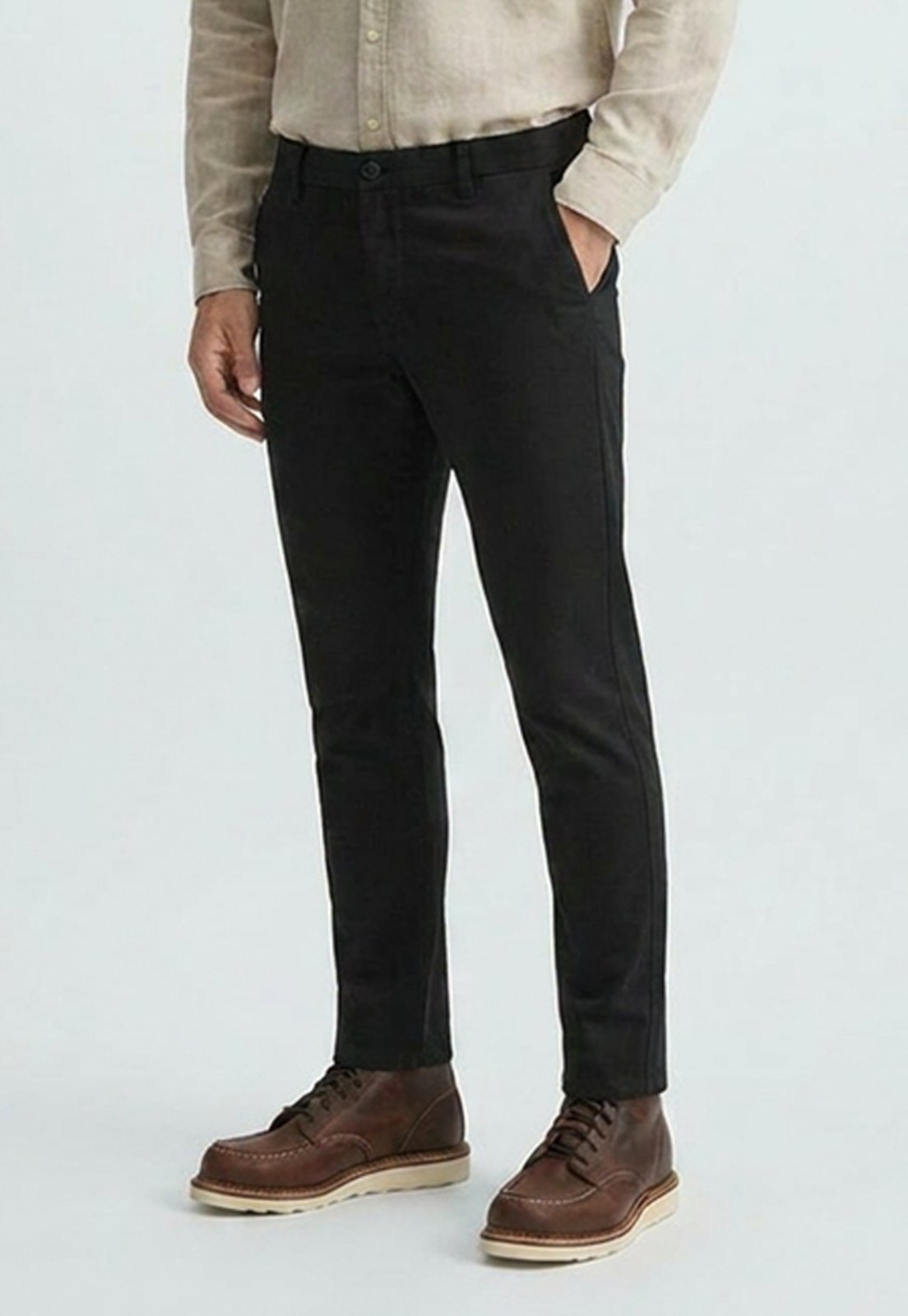 Calça Sarja Masculina Slim Fit com Elastano Cintura Média Bolso Social Preto